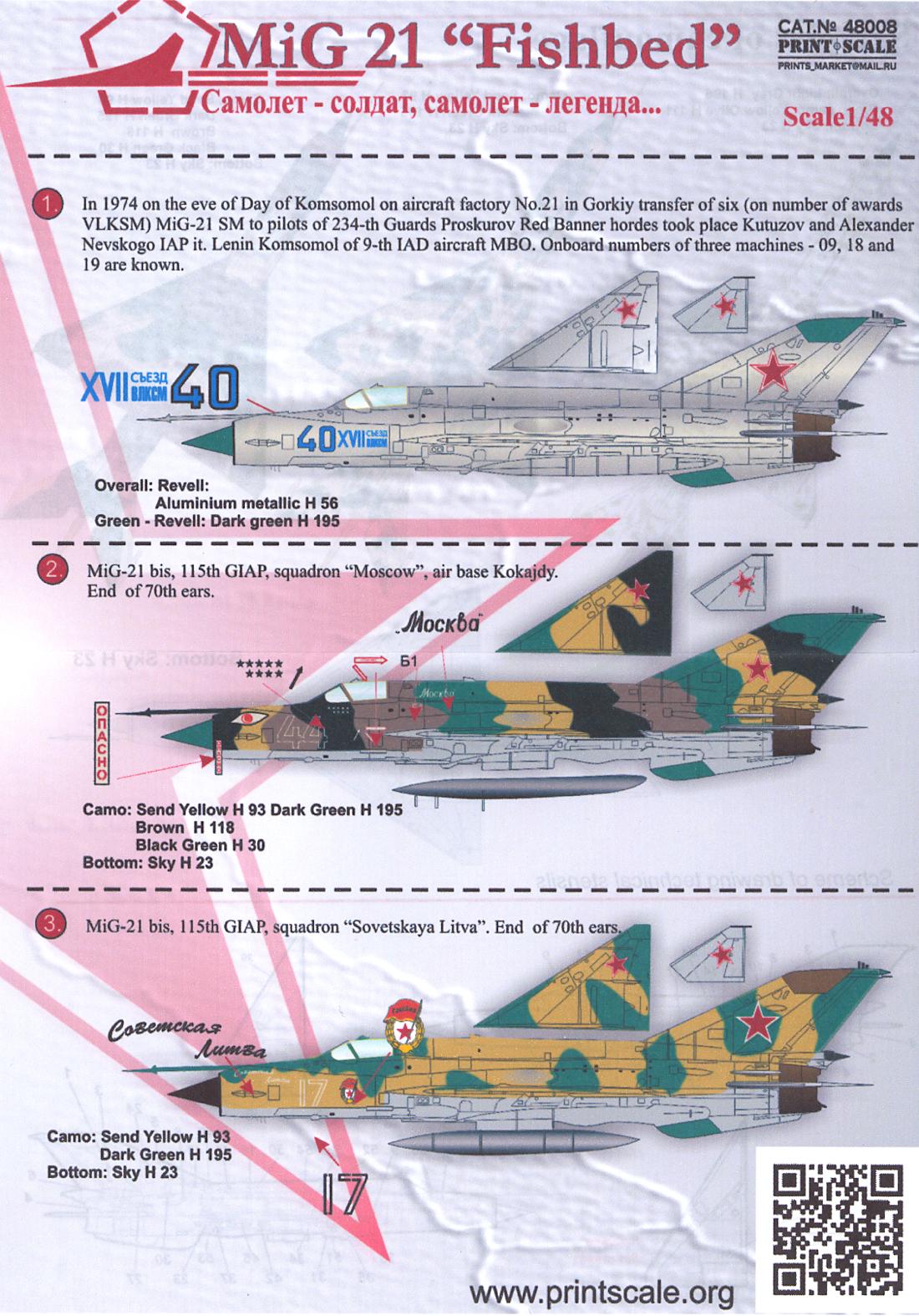 Print Scale Decals 1 48 MIKOYAN MiG 21 FISHBED Russian Fighter EBay